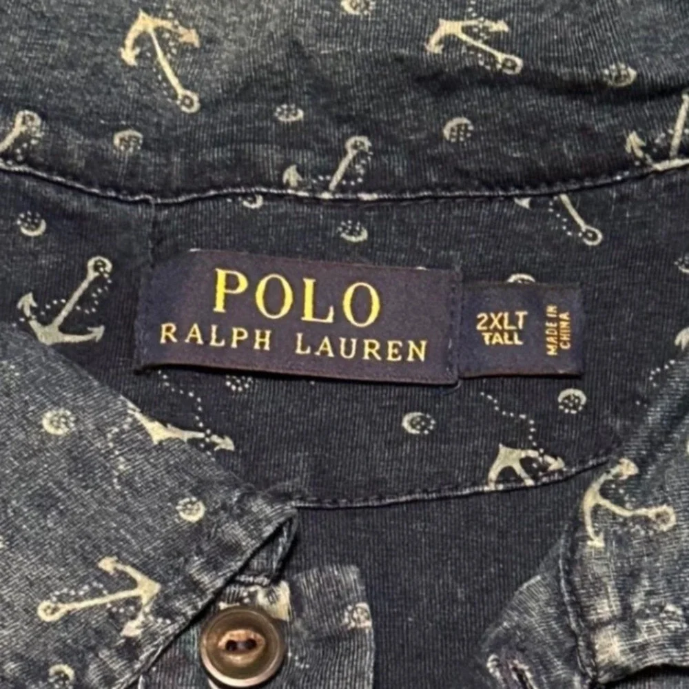 Polo Ralph Lauren Anchor Print Shirt Mens 2XLT Short Sleeve 100% Cotton‎